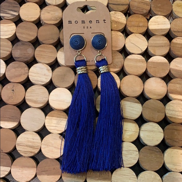Moment Jewelry - NWT Royal Blue Fringe Stud Statement Earrings
